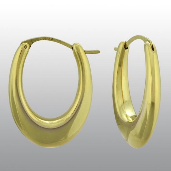 10K Jewelry - 10K Resin thick oval hoop earrings